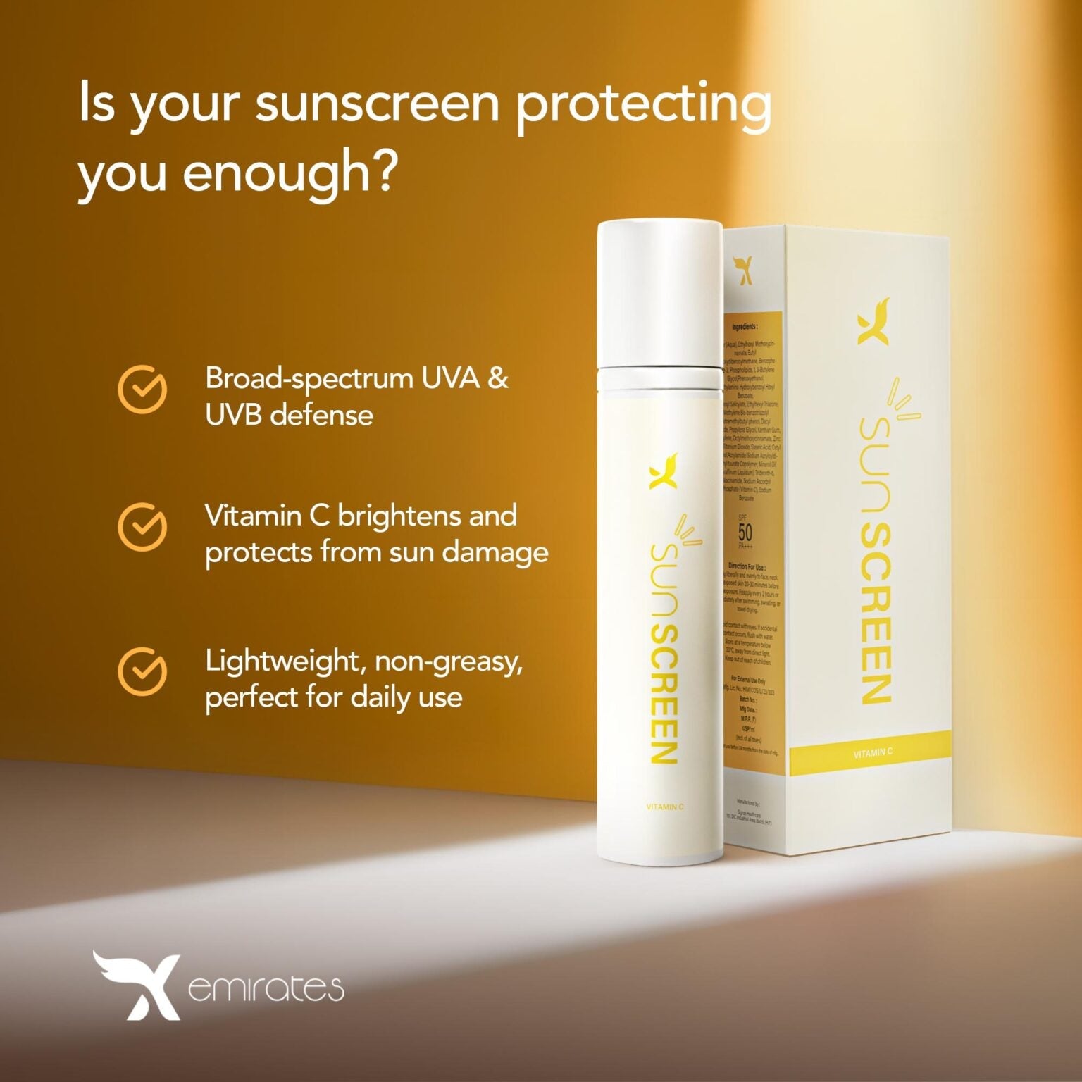 Emirates Vitamin C Sunscreen – SPF 50 PA+++